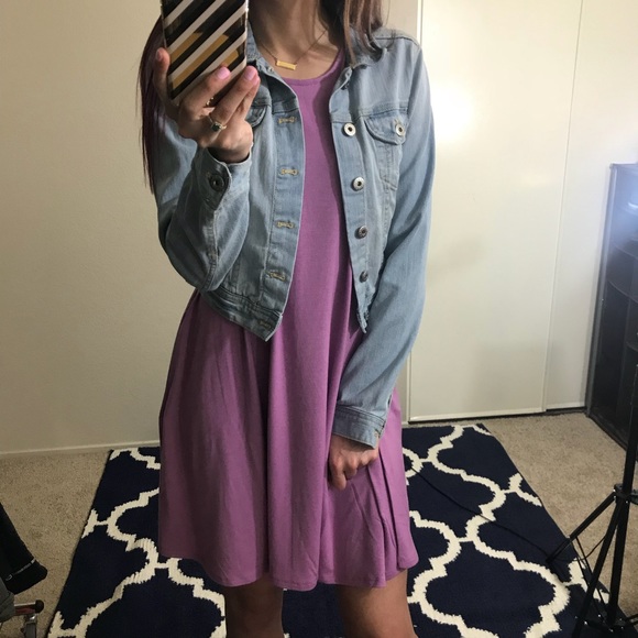 LAST XL • Dark Mauve Mini Dress With Pockets - Picture 3 of 6